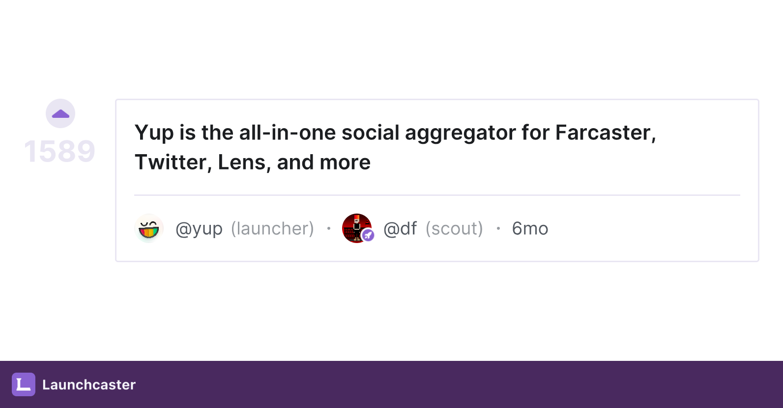 @yup’s Launchcaster: “Yup is the all-in-one social aggregator for Farcaster, Twitter, Lens, and more”
